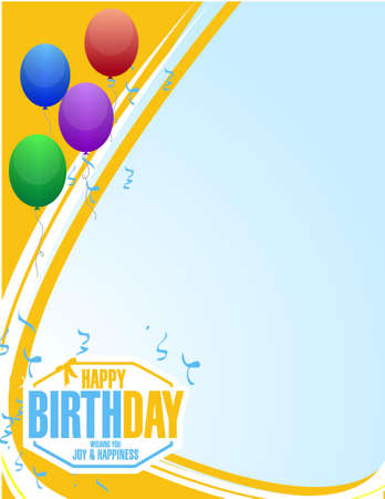 happy birthday stamp balloons card illustration design graphicのイラスト素材