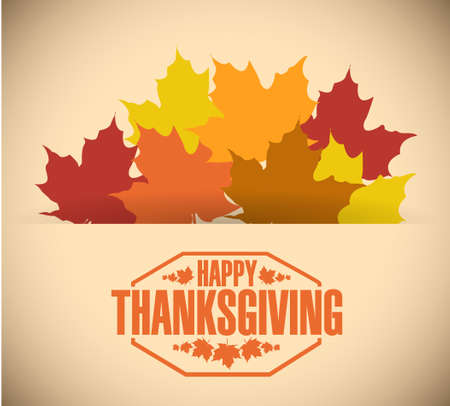 Happy thanksgiving stamp illustration sign over light brown backgroundのイラスト素材