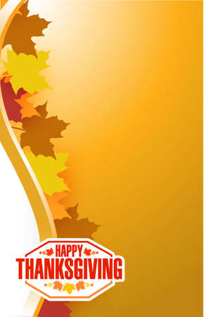 Happy thanksgiving stamp illustration sign over autumn leaves backgroundのイラスト素材