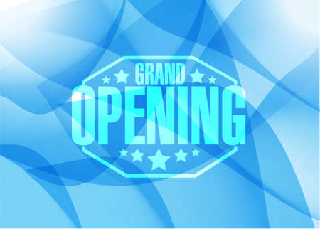 grand opening sign stamp blue shapes background illustration designのイラスト素材