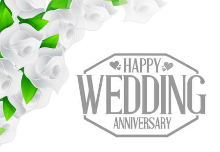 grey Happy weeding anniversary stamp illustration design graphicのイラスト素材