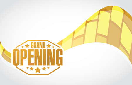 grand opening stamp sign gold wave background illustration designのイラスト素材