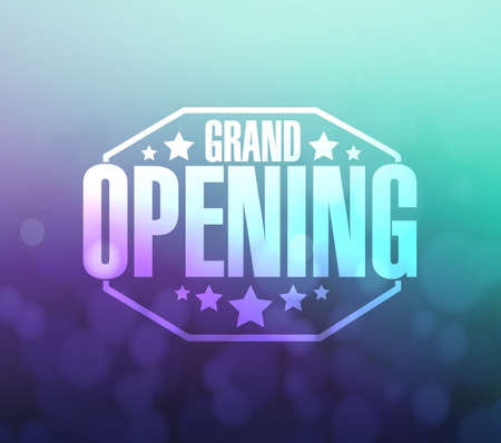 grand opening sign over a aqua and purple background illustration designの写真素材