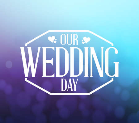 our wedding day purple and blue bokeh background illustration design