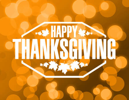 happy birthday stamp orange bokeh background illustration design graphicの写真素材