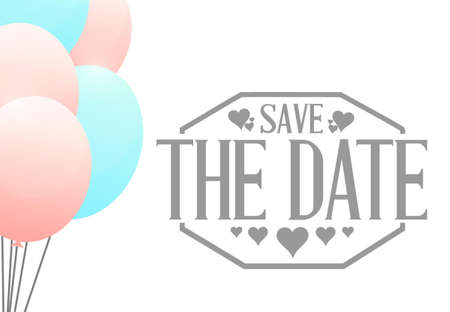 save the date balloons sign illustration design graphicのイラスト素材