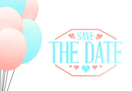 save the date balloons sign illustration design graphicのイラスト素材