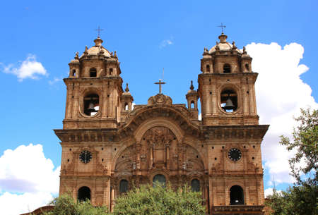 Historic Iglesia de la Compania in the Plaza de Armas of Cusco in Peru. Sits on top of an old Inca Palace.の写真素材