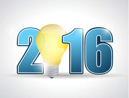 2016 ideas, light bulb text sign illustration designのイラスト素材