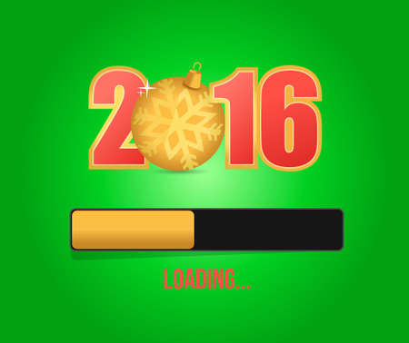 2016 gold ornament. christmas loading illustration design over a green backgroundのイラスト素材