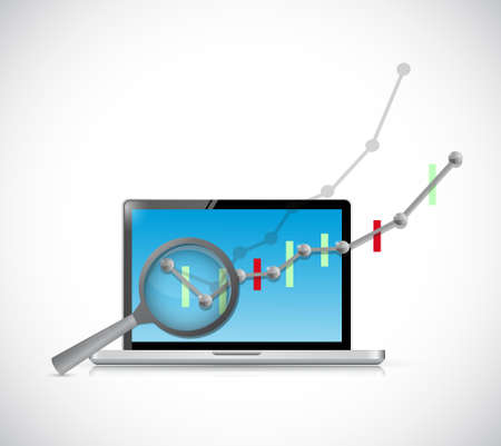 business graph review on computer. illustration designのイラスト素材