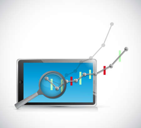 business graph review on tablet. illustration designのイラスト素材