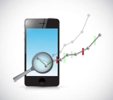 business graph review on phone. illustration designのイラスト素材