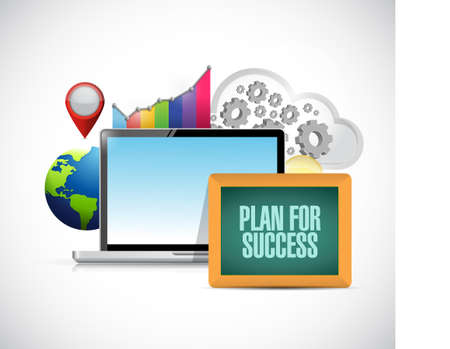 plan for success business online concept sign illustration design graphicのイラスト素材