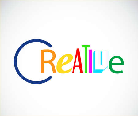 creative word using various fonts and colors isolated over whiteのイラスト素材