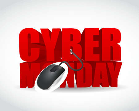 cyber monday sign and mouse. illustration design over whiteのイラスト素材