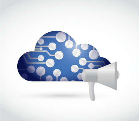 megaphone cloud computing circuit network illustration design isolated over white