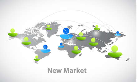 new market connections world map avatars illustration design graphのイラスト素材