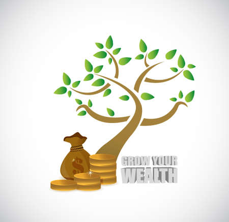 grow your wealth tree and business profits sign concept illustration design graphicsのイラスト素材