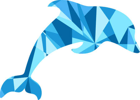 blue dolphin silhouette. animal with abstract design backgroundのイラスト素材