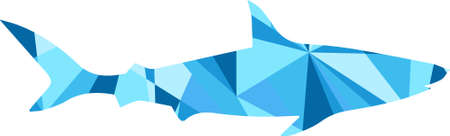 blue shark silhouette. animal with abstract design backgroundのイラスト素材