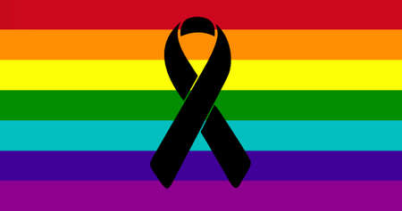 black ribbon over a pride flag. illustration design graphicのイラスト素材