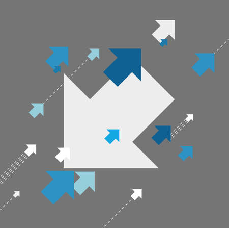 changing directions. concept illustration design grey backgroundのイラスト素材