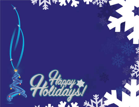 Happy holidays sign blue snowflake background illustration graphicsのイラスト素材
