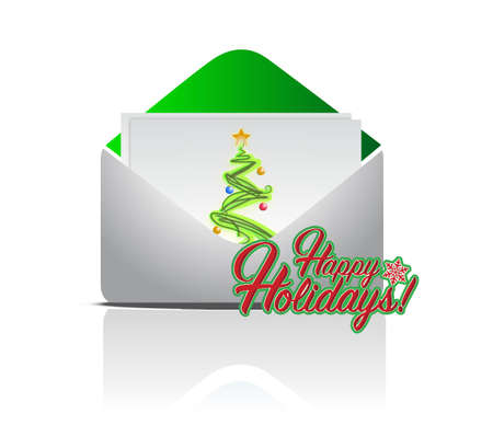 happy holidays card envelope illustration design graphicのイラスト素材