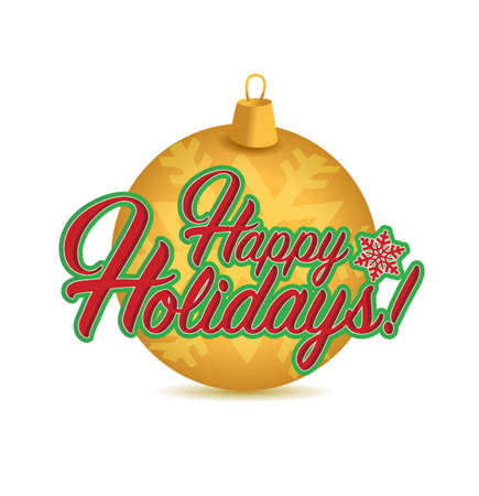 Happy holidays sign gold ornament illustration graphicsのイラスト素材