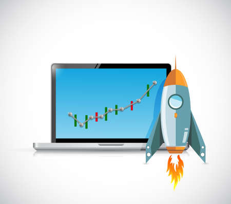 rocket business graph concept illustration design graphic over whiteのイラスト素材