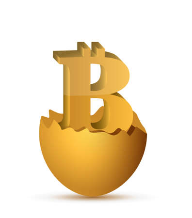 Bitcoin currency symbol inside egg illustration design isolated graphicのイラスト素材