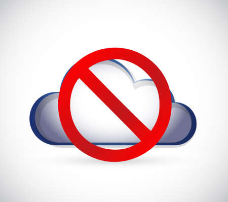 Cloud Computing with a negative sign. Dont. Illustration isolated over whiteのイラスト素材
