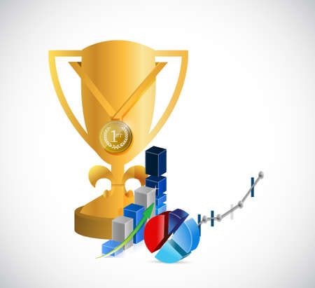 Trophy leader business profits concept illustration design.のイラスト素材