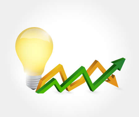 Idea bulb up and down business arrow illustration design isolated over whiteのイラスト素材