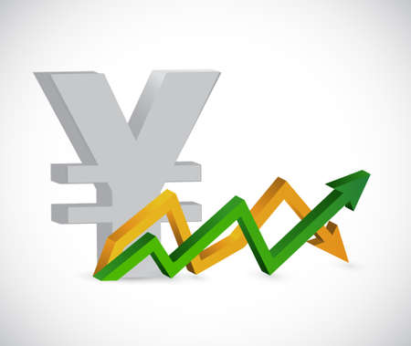 Yen profits. up and down arrow graph isolated illustration designのイラスト素材