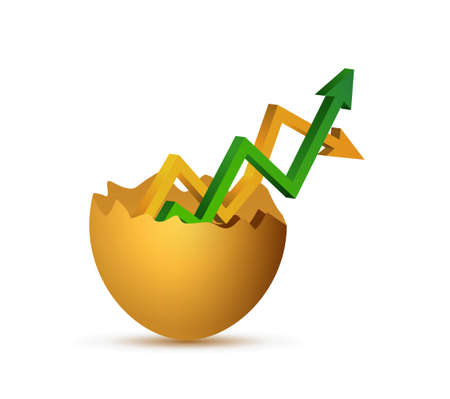 broken egg an arrow graph isolated illustration designのイラスト素材