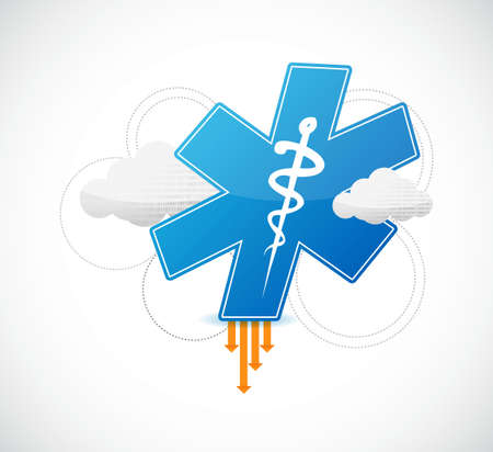 medical symbol and binary clouds illustration design over whiteのイラスト素材