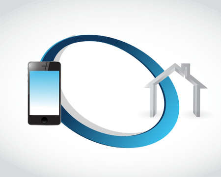 smart home cycle phone concept illustration design graphic over whiteのイラスト素材