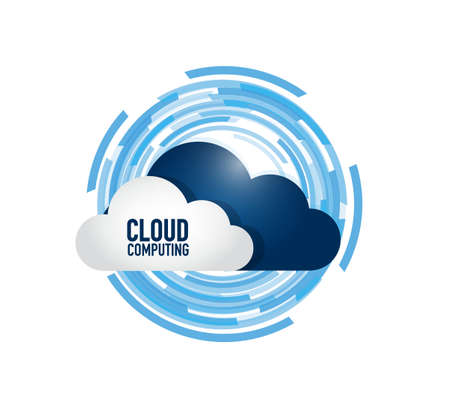 cloud computing concept over a tech rotating circle. illustration designのイラスト素材