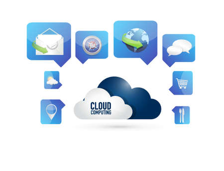 cloud computing and set of tools concept illustration design over whiteのイラスト素材