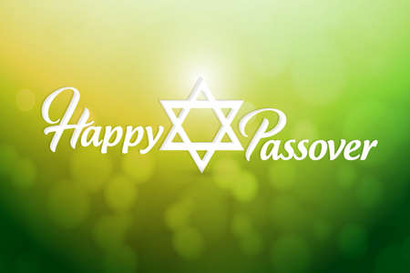Happy passover sign card illustration design over a green bokeh backgroundのイラスト素材
