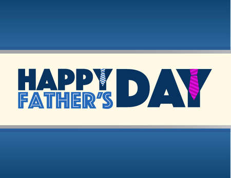 happy fathers day tie card sign over a blue backgroundのイラスト素材