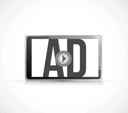 play ad on a tablet. concept illustration design isolated over a white backgroundのイラスト素材