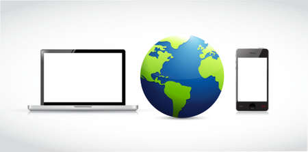 technology network around the globe. isolated illustration over a white backgroundのイラスト素材