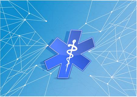 medical technology network diagram link. blue illustration backgroundのイラスト素材