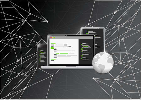 international coding electronics concept illustration isolated over a link black background