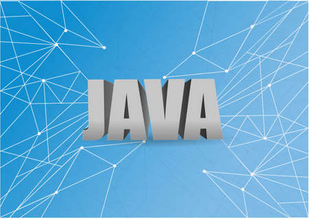 java script 3d sign over a blue abstract tech backgroundのイラスト素材