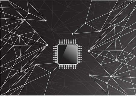 technology chip over a technology network illustration designのイラスト素材