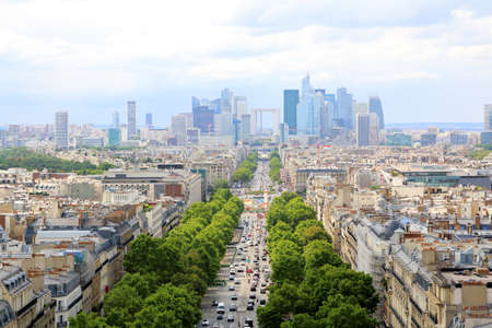 Skyline of Paris city towards La Defense district, Franceのeditorial素材